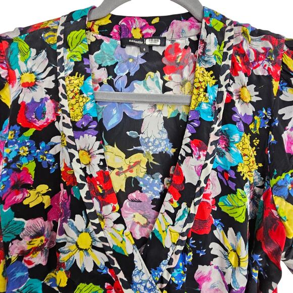 Nanette Lepore Womens Boquet Wrap Top Floral Artsy Whimsy Romantic Boho Size 6 - Picture 3 of 9